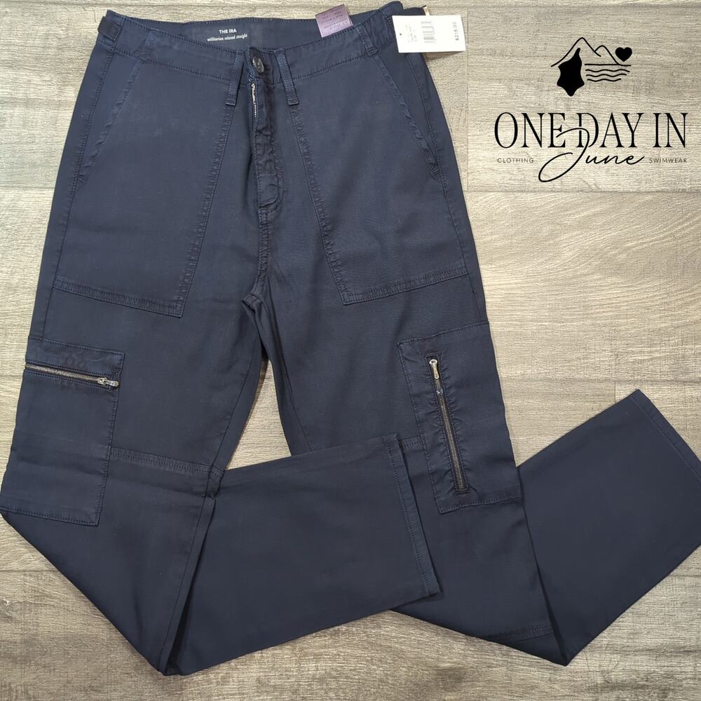 AG Adriano Goldschmied The Ira Utilitarian Straight Cargo Pants Navy NWT Size 4